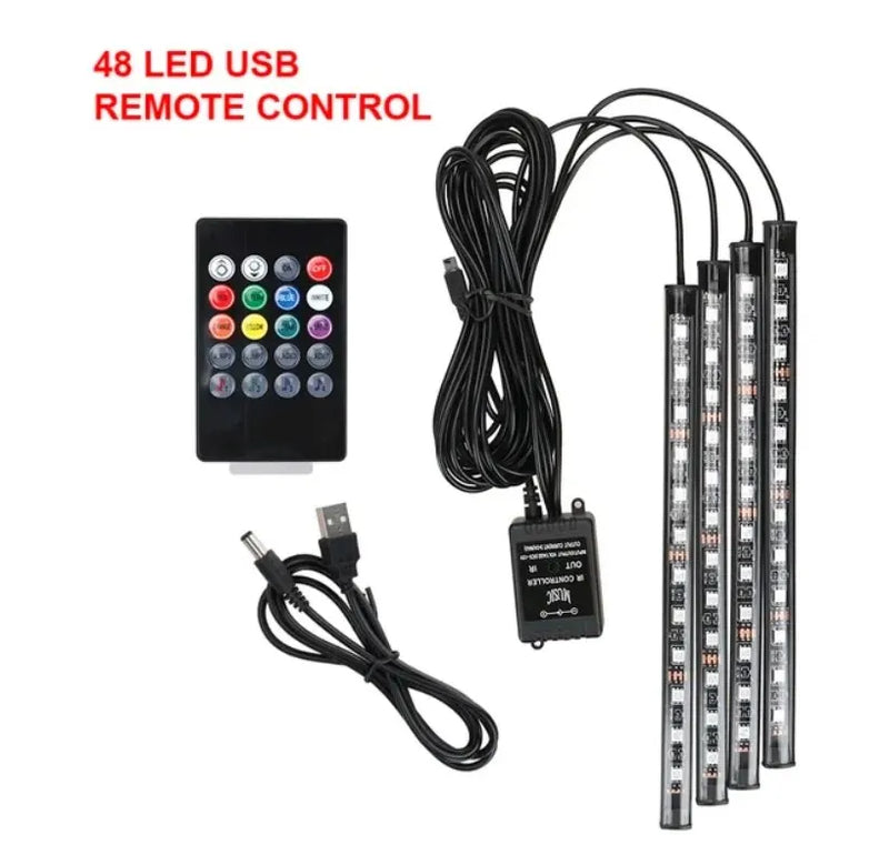 Universal Car RGB Ambient Lights LED Strip Interior Atmosphere Lamps 8 Colors Decorative Off Road 4x4 SUV Automobile Accessories