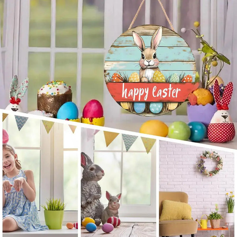 Easter Bunny Door Decorations Bunny Welcome Wood Door Sign Hanger Rabbit Farmhouse Easter Welcome Door Sign Decor For Porch Yard