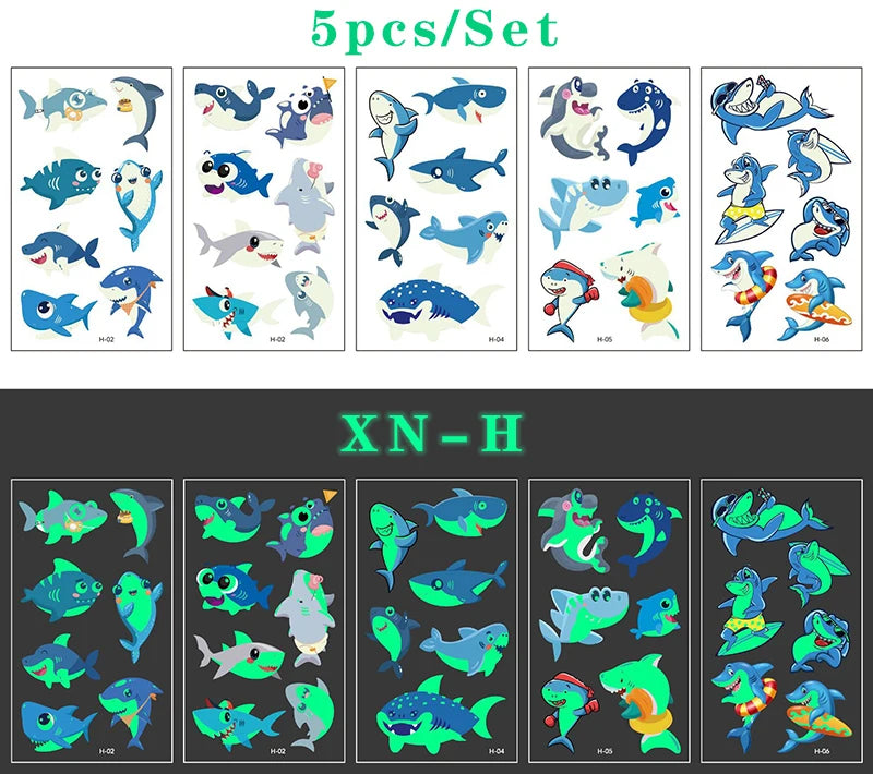 Luminous Tattoo 5 10pcs/Set Temporary Tattoos Mermaid Licorne Children Stickers for Kids Pokemon Tattoo Tattoo for Kids Unicorn