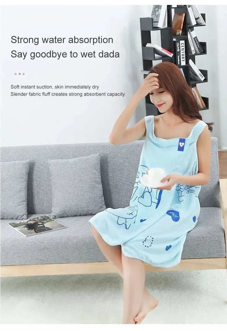 Wearable Bath Towel Love Rabbit Increase Thickened Adult Women Wipe Chest Bath Skirt Absorbent Sweat Steam Skirt Sauna