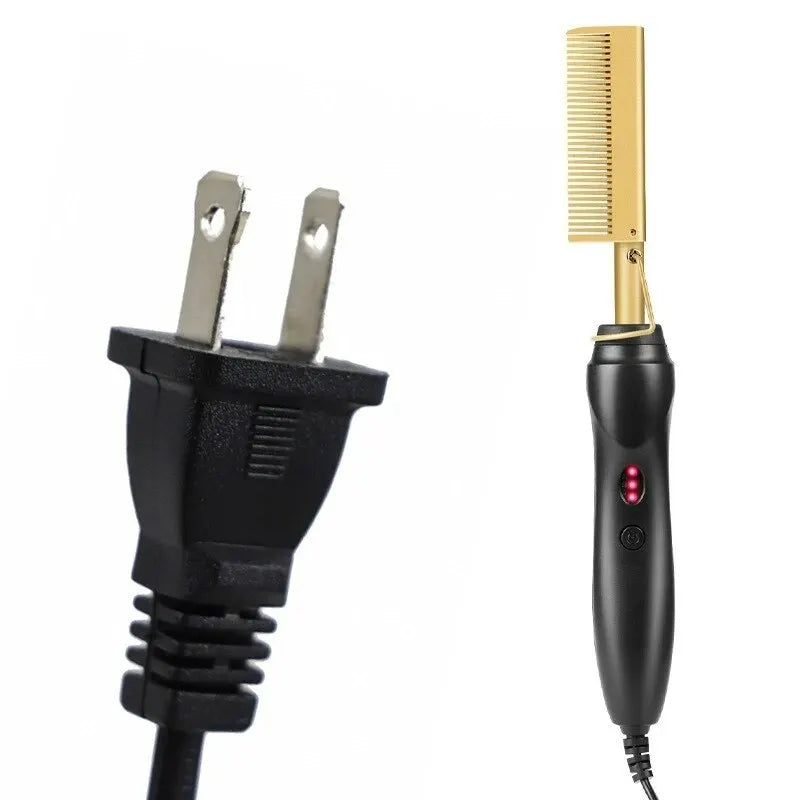 New Multi-functional Electric Copper Hair Straightener Household Hair Straightener Comb Perm Rod Curling and Straightener Rod Wo