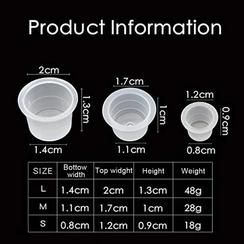 100pcs S/M/L Disposable Tattoo Ink Cups Plastic Pigment Clear Holder Container Caps Tattoo Permanent Makeup Microblading Supply