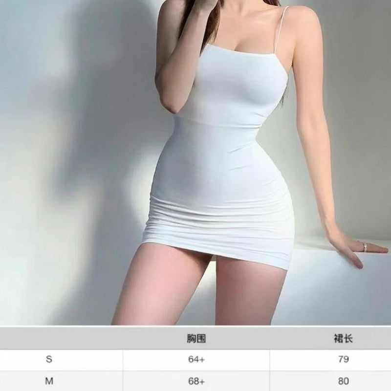 WhiteBlack Sling Sleeveless Type a Short Women's Summer New Sexy Tight Sexy Slim Slimming Arm Covering Skirt Simple