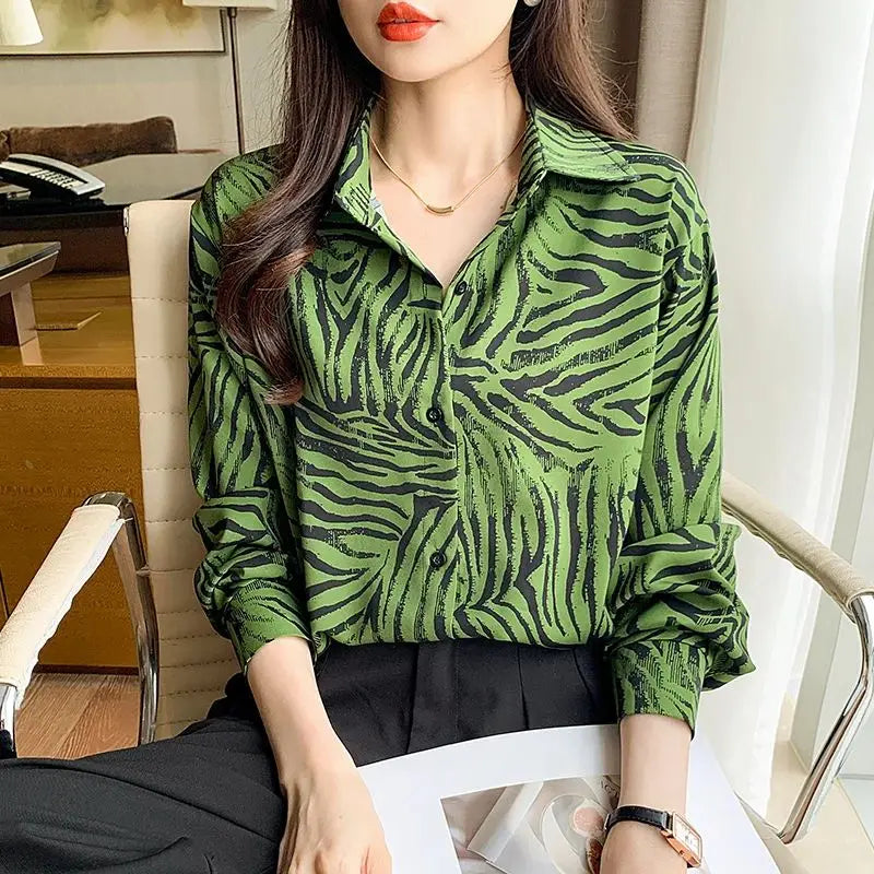 New elegant printing blouses casual daily Ladies' Shirts Fashion Women's Button-Down Tops blusa mujer