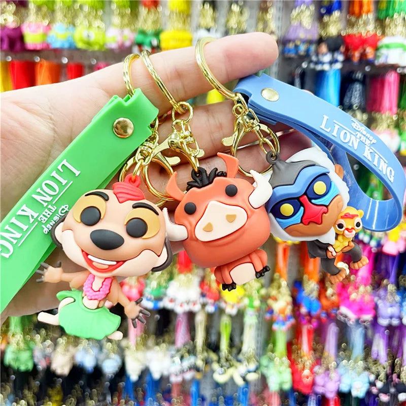 New Anime Disney Keychain Cartoon Mickey Mouse Minnie Lilo & Stitch Cute Doll Keyring Ornament Key Chain Pendant Kids Toys Gifts