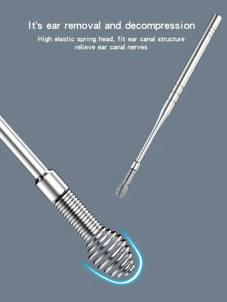 12 Piece Earpick Stainless Steel Ear Digging Tool Set Spiral Wax Remover For Perforation Cleaning Kit Cleaning Agent