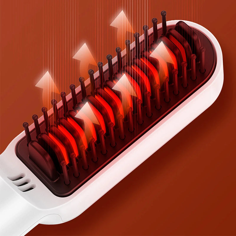 Wireless Hair Straightener Brush Electric Hair Brushes Hot Comb Straightener For Hair Beard Flat Iron Ceramic Heating HairCurler