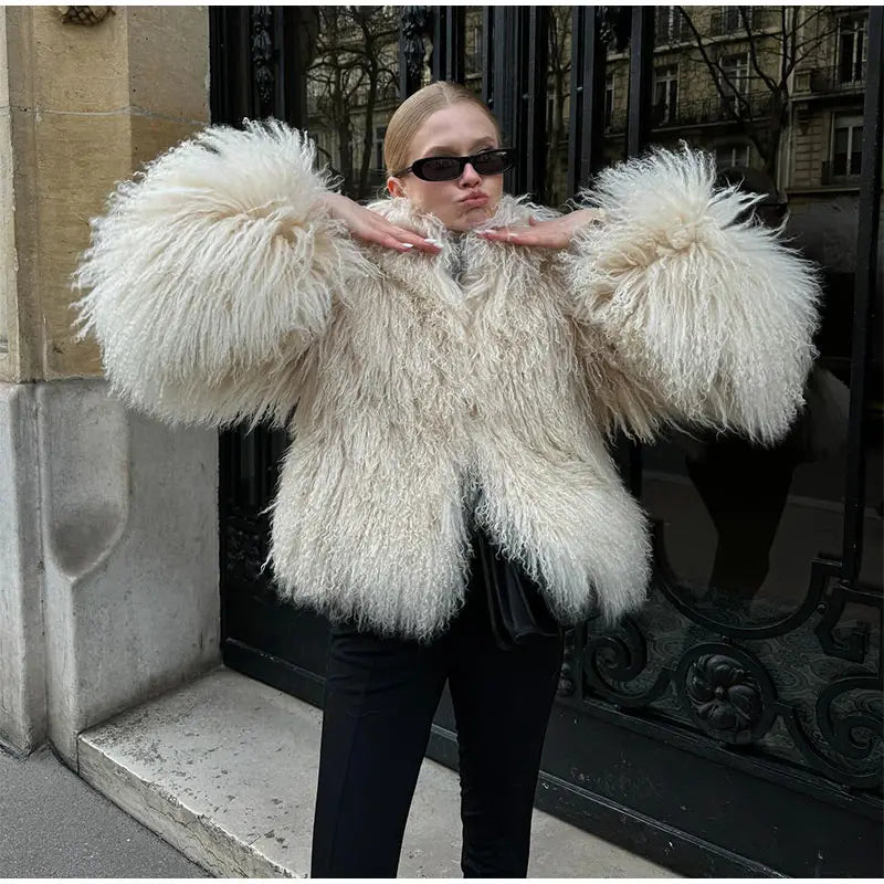 Luxury Winter Loose Women's Thick Fluffy Faux Fur Coats Fashion Solid Cropped Oversized Warm Jacket 2024 New Lady Chic Outerwear