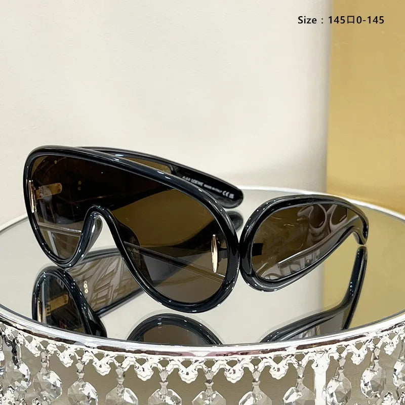2023 Large Punk Dopamine Color Matching Unisex Luxury Brand Designer Curved UV400 Sunglasses