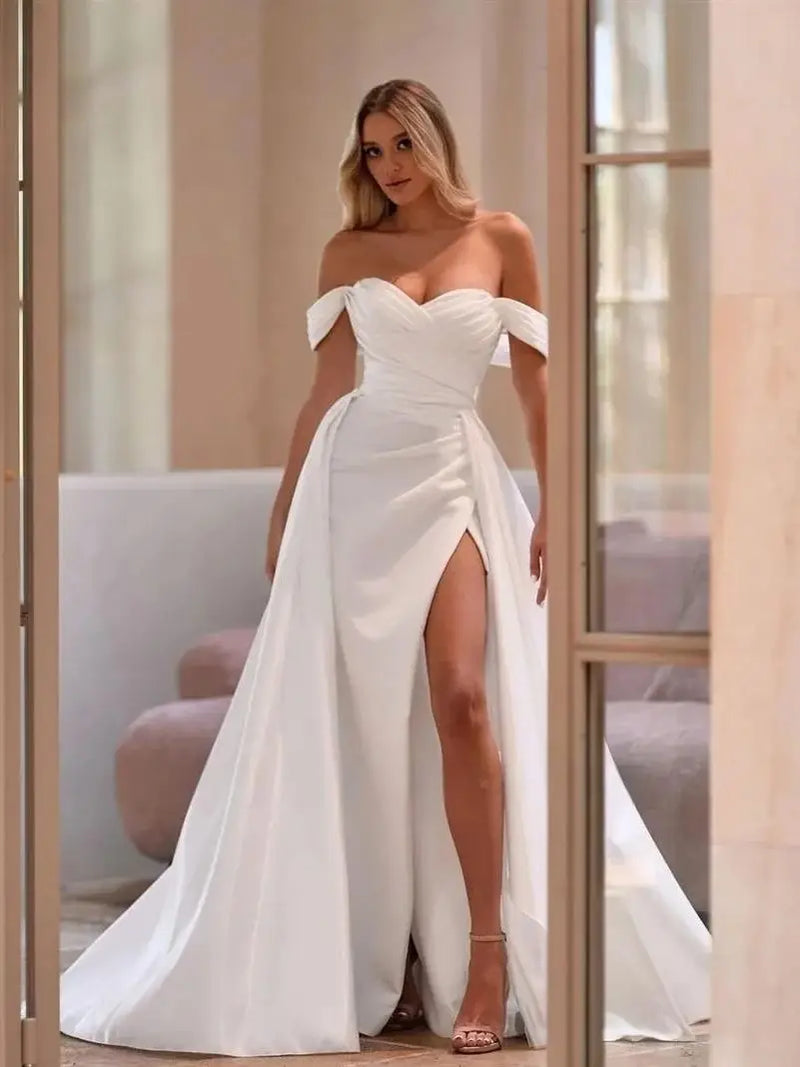 2024 Simple Wedding Dresses Sexy Side Slit Mermaid Prom Dresses Woman's Formal Bride Beach Party Ball Gowns Vestidos De Novia