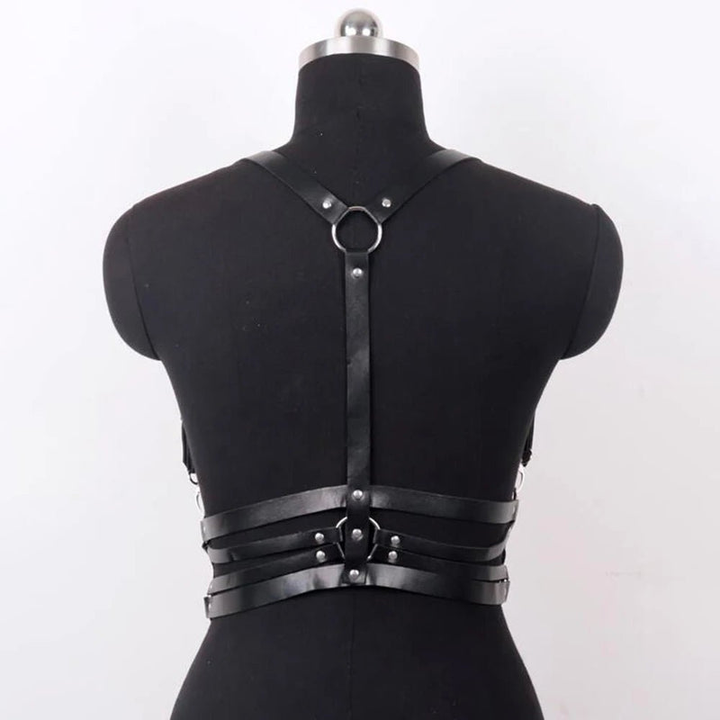Women Fashion Leather Harness Waist Belt Studded Decor Decorative Harness Straps Suspenders for Women Gothic Clothing Accessorie - ZeeBelle.com