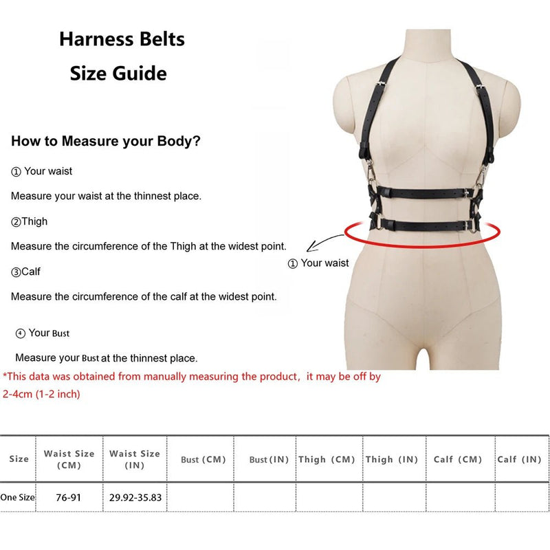 Women Fashion Leather Harness Waist Belt Studded Decor Decorative Harness Straps Suspenders for Women Gothic Clothing Accessorie - ZeeBelle.com